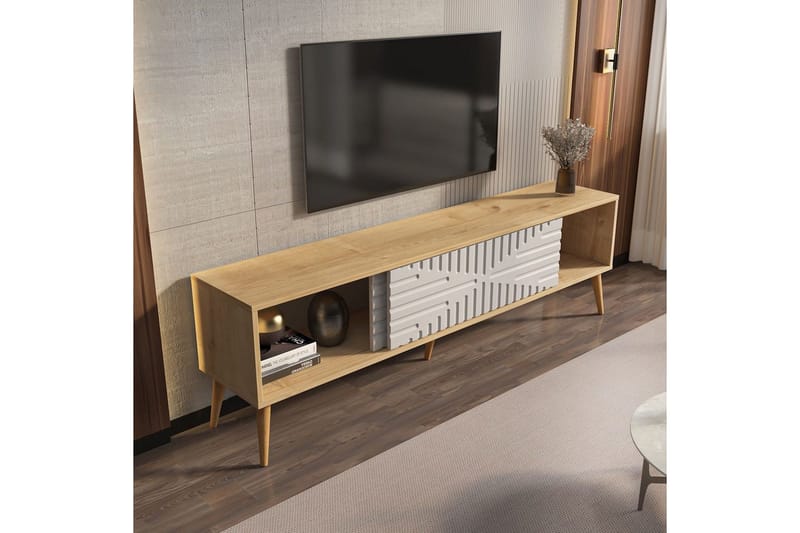 Kalon TV-bænk 180 cm - Eg/Hvid - Møbler - TV borde & mediemøbler - TV-borde