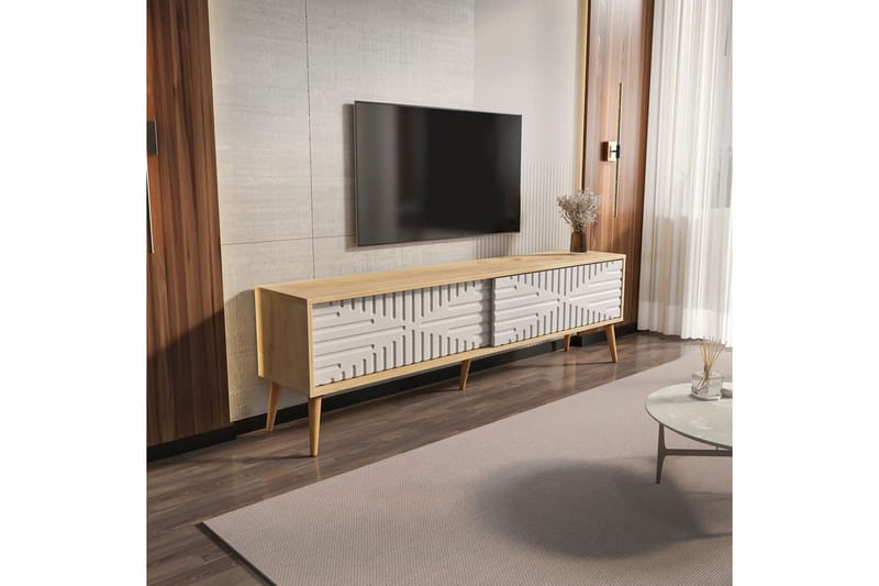Kalon TV-bænk 180 cm - Eg/Hvid - Møbler - TV borde & mediemøbler - TV-borde