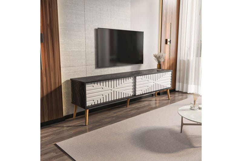 Kalon TV-bænk 180 cm - Sort/Hvid - Møbler - TV borde & mediemøbler - TV-borde