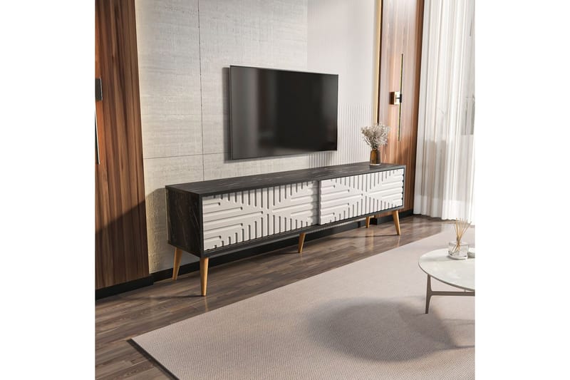 Kalon TV-bænk 180 cm - Sort/Hvid - Møbler - TV borde & mediemøbler - TV-borde