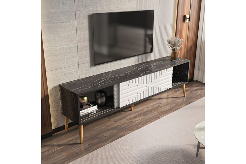 Kalon TV-bænk 180 cm - Sort/Hvid - Møbler - TV borde & mediemøbler - TV-borde