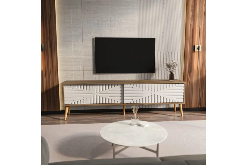 Kalon TV-bænk 180 cm - Valnød/Hvid - Møbler - TV borde & mediemøbler - TV-borde