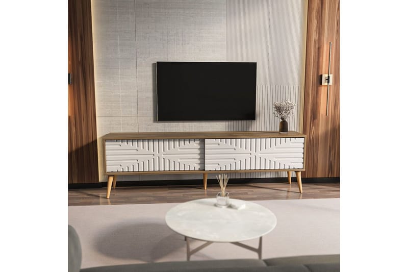Kalon TV-bænk 180 cm - Valnød/Hvid - Møbler - TV borde & mediemøbler - TV-borde