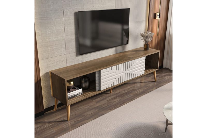 Kalon TV-bænk 180 cm - Valnød/Hvid - Møbler - TV borde & mediemøbler - TV-borde