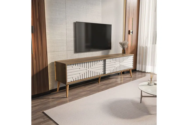 Kalon TV-bænk 180 cm - Valnød/Hvid - Møbler - TV borde & mediemøbler - TV-borde