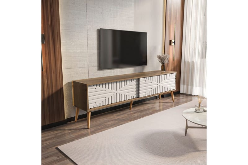 Kalon TV-bænk 180 cm - Valnød/Hvid - Møbler - TV borde & mediemøbler - TV-borde