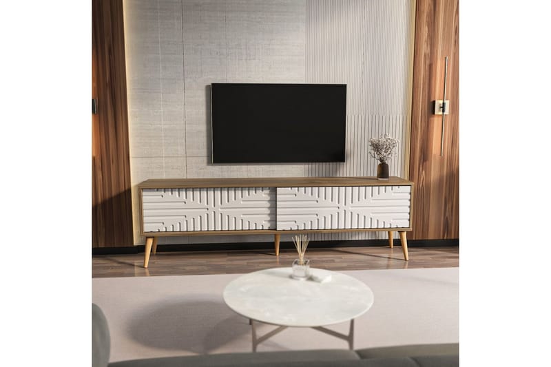Kalon TV-bænk 180 cm - Valnød/Hvid - Møbler - TV borde & mediemøbler - TV-borde