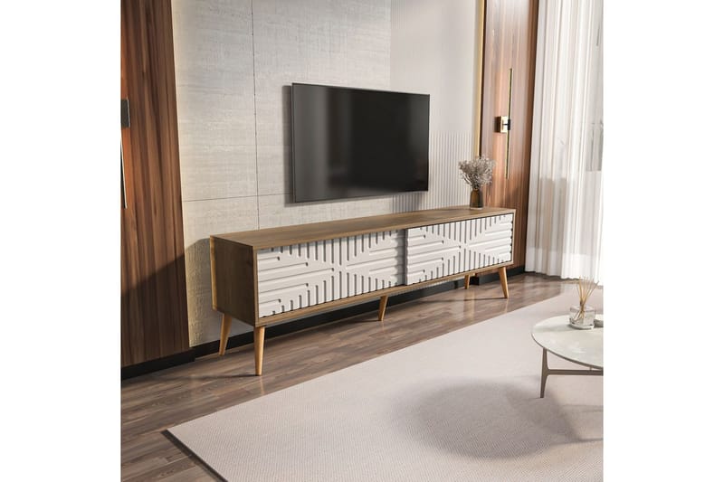 Kalon TV-bænk 180 cm - Valnød/Hvid - Møbler - TV borde & mediemøbler - TV-borde