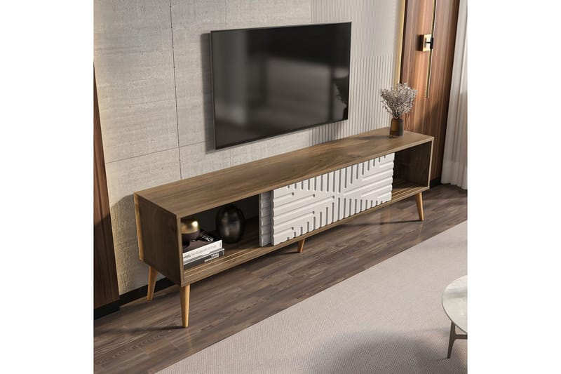 Kalon TV-bænk 180 cm - Valnød/Hvid - Møbler - TV borde & mediemøbler - TV-borde