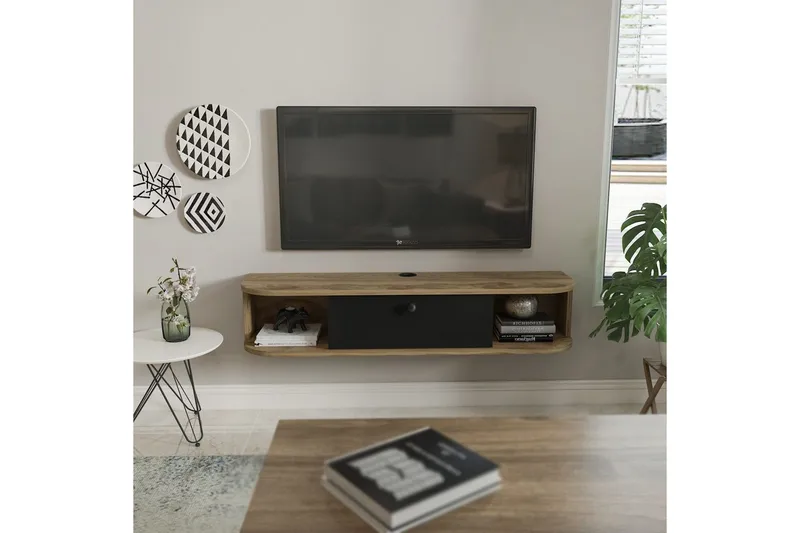 Kalvos TV-bænk 120 cm - Sort/Eg - Møbler - TV borde & mediemøbler - TV-borde