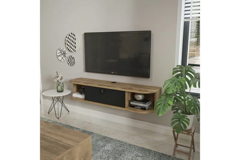Kalvos TV-bænk 120 cm - Sort/Eg - Møbler - TV borde & mediemøbler - TV-borde