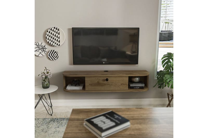 Kalvos Vægmonteret Tv-bænk 120 cm med Opbevaring i Træ - Brun - Møbler - TV borde & mediemøbler - TV-borde