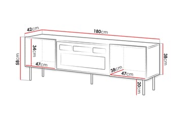 Kamta Gulvstående TV-bænk 180 cm med Opbevaring i Malet Træ - Hvid - Møbler - TV borde & mediemøbler - TV-borde