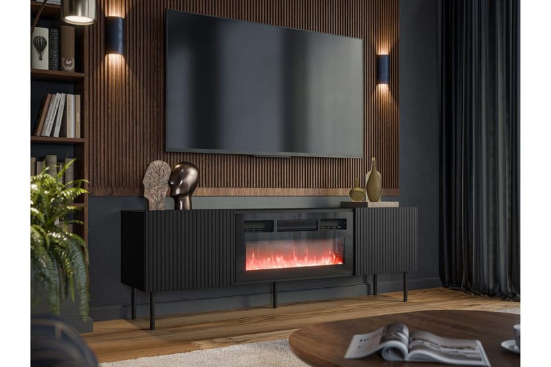 Kamta TV-bænk 180 cm - Sort - Møbler - TV borde & mediemøbler - TV-borde