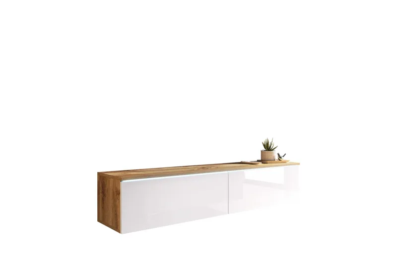 Kanak TV-bænk 140 cm, Natur / Hvid