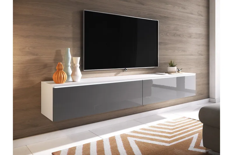 Kanak TV-bænk 180 cm - Hvid / Grå - Møbler - TV borde & mediemøbler - TV-borde