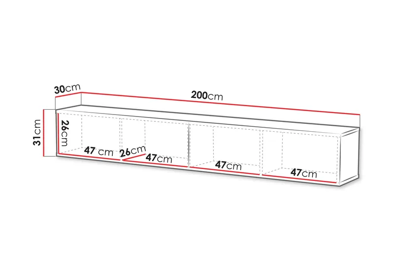 Kangana TV-bænk 200 cm - Sort - Møbler - TV borde & mediemøbler - TV-borde