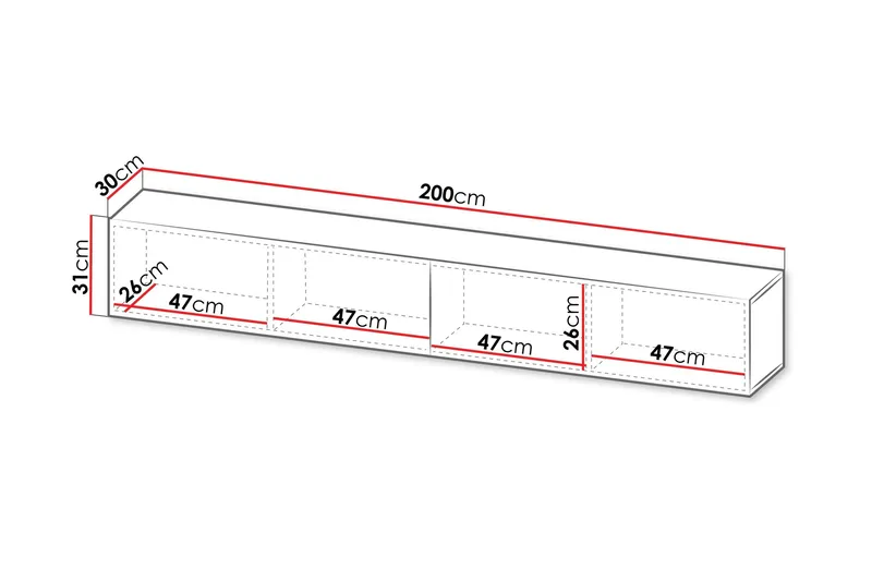 Kangana TV-bænk 200x30 cm - Beige - Møbler - TV borde & mediemøbler - TV-borde