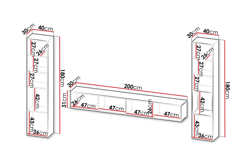 Kangana Tv-Møbelsæt - Sort - Møbler - TV borde & mediemøbler - Tv-møbelsæt