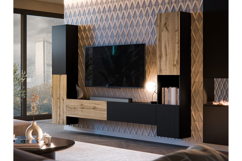 Kangana Tv-Møbelsæt - Sort/Brun - Møbler - TV borde & mediemøbler - Tv-møbelsæt