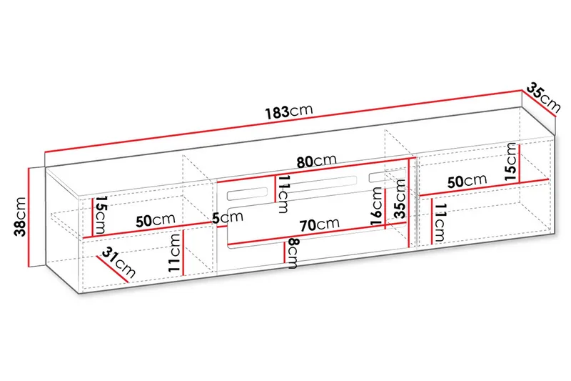 Kanki TV-bænk 183 cm - Sort - Møbler - TV borde & mediemøbler - TV-borde