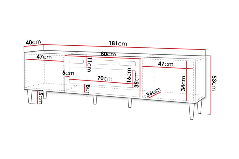 Kannu TV-bænk 181 cm - Hvid - Møbler - TV borde & mediemøbler - TV-borde