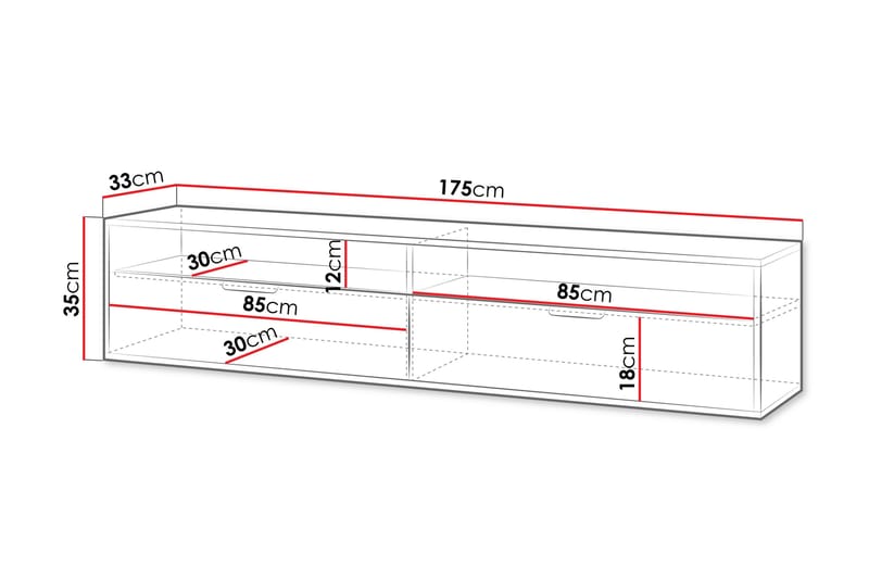 Kanon TV-bænk 175 cm - Sort - Møbler - TV borde & mediemøbler - TV-borde