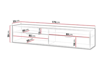 Kanon Vægmonteret Tv Bænk 175 cm med Opbevaring i Malet Træ - Hvid - Møbler - TV borde & mediemøbler - TV-borde