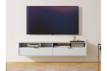 Kanon Vægmonteret Tv Bænk 175 cm med Opbevaring i Malet Træ - Hvid - Møbler - TV borde & mediemøbler - TV-borde
