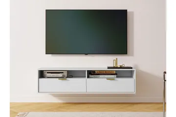 Kanon Vægmonteret Tv-bord 140 cm med Opbevaring i Malet Træ - Hvid - Møbler - TV borde & mediemøbler - TV-borde