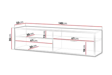 Kanon Vægmonteret Tv-bord 140 cm med Opbevaring i Malet Træ - Hvid - Møbler - TV borde & mediemøbler - TV-borde
