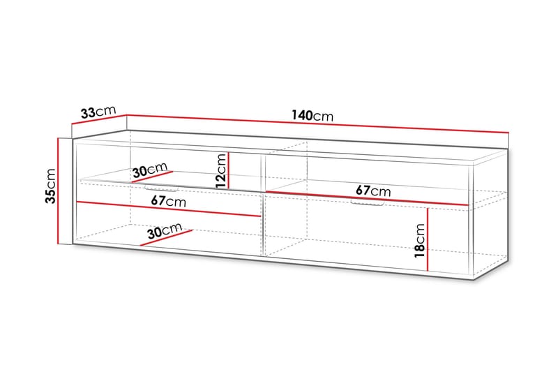 Kanon Vægmonteret Tv-bord 140 cm med Opbevaring i Malet Træ - Hvid - Møbler - TV borde & mediemøbler - TV-borde