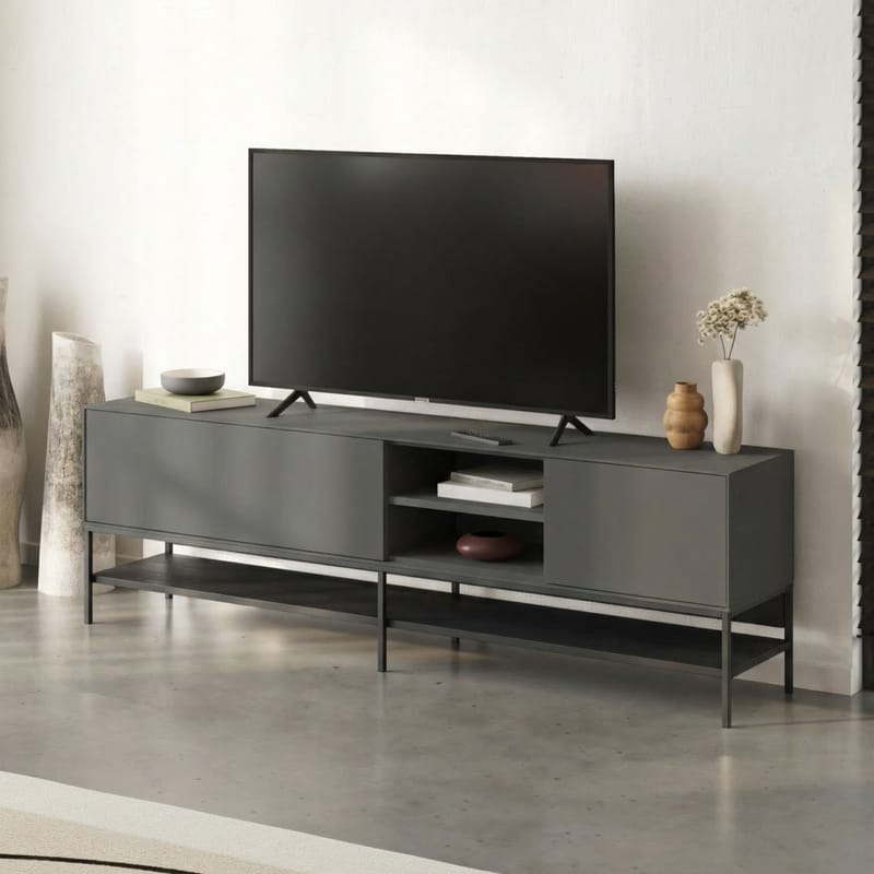 Kenvor TV-bænk 180 cm, Antracit, Wood Black, Black