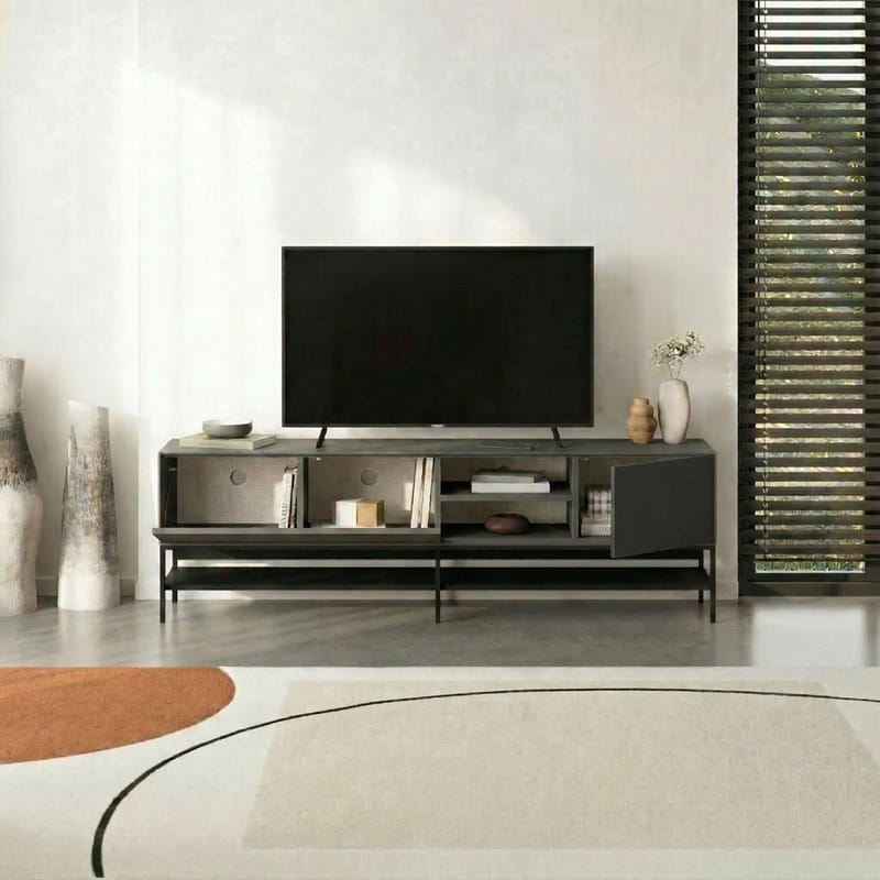 Kenvor TV-bænk 180 cm - Antracit, Wood Black, Black - Møbler - TV borde & mediemøbler - TV-borde