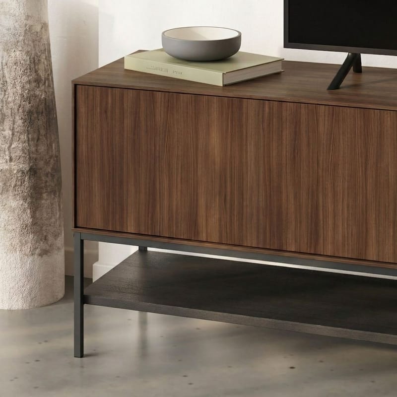 Kenvor TV-bænk 180 cm - Milano Walnut, Wood Black, Black - Møbler - TV borde & mediemøbler - TV-borde