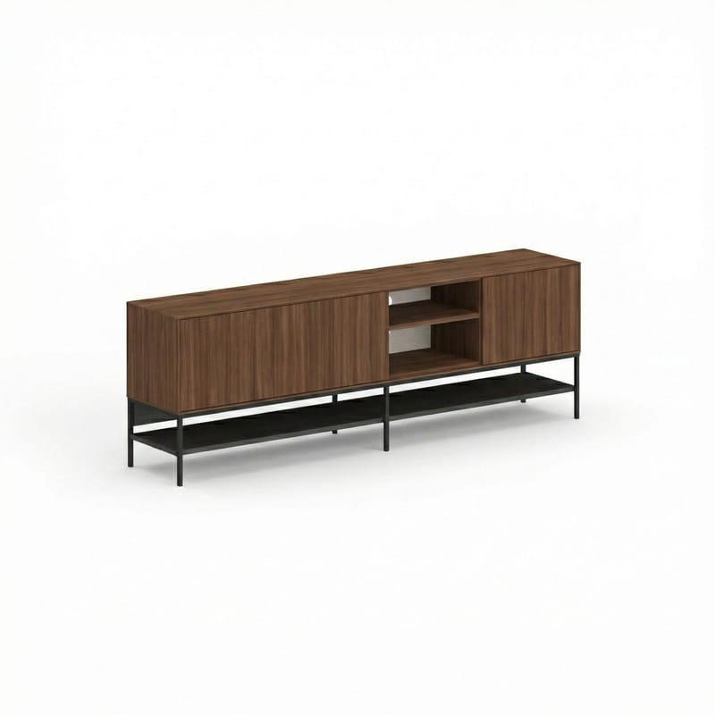 Kenvor TV-bænk 180 cm - Milano Walnut, Wood Black, Black - Møbler - TV borde & mediemøbler - TV-borde