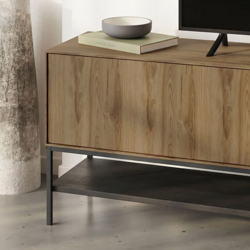 Kenvor TV-bænk 180 cm - Naturlig eg, træsort, sort, sort - Møbler - TV borde & mediemøbler - TV-borde