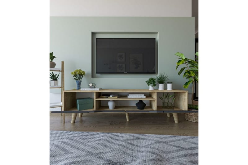 Kollumber TV-bænk 180x30 cm - Brun/Antracit - Møbler - TV borde & mediemøbler - Mediestativ & vægbeslag