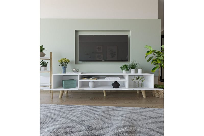 Kollumber TV-bænk 180x30 cm - Hvid - Møbler - TV borde & mediemøbler - Mediestativ & vægbeslag