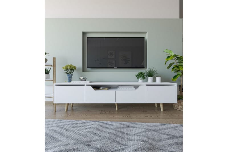 Kollumber TV-bænk 180x30 cm - Hvid - Møbler - TV borde & mediemøbler - Mediestativ & vægbeslag