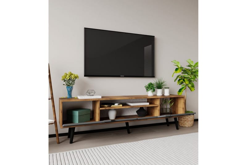 Kollumber TV-bænk 180x30 cm - Valnød/Antracit - Møbler - TV borde & mediemøbler - Mediestativ & vægbeslag