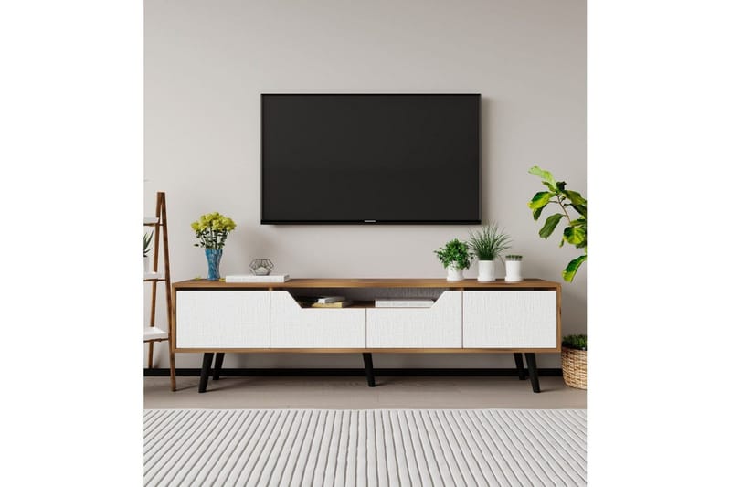 Kollumber TV-bænk 180x30 cm - Valnød/Hvid - Møbler - TV borde & mediemøbler - Mediestativ & vægbeslag