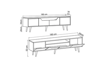 Kollumber TV-bænk 180x30 cm - Valnød/Hvid - Møbler - TV borde & mediemøbler - TV-borde