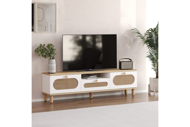 Kumail TV-bænk 150 cm - Eg/Hvid - Møbler - TV borde & mediemøbler - TV-borde
