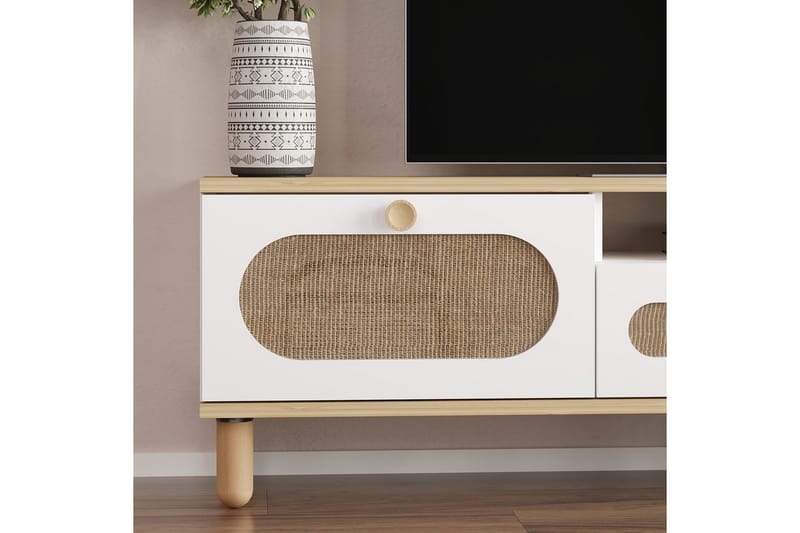 Kumail TV-bænk 150 cm - Eg/Hvid - Møbler - TV borde & mediemøbler - TV-borde