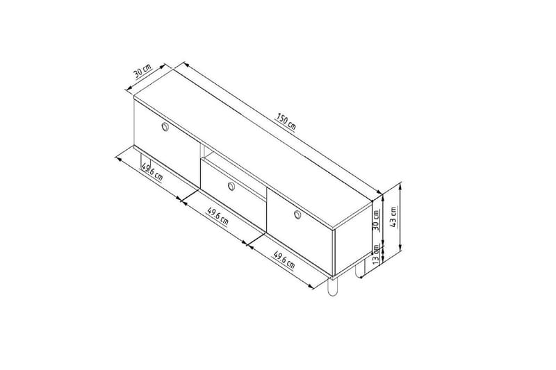 Kumail TV-bænk 150 cm - Eg/Hvid - Møbler - TV borde & mediemøbler - TV-borde