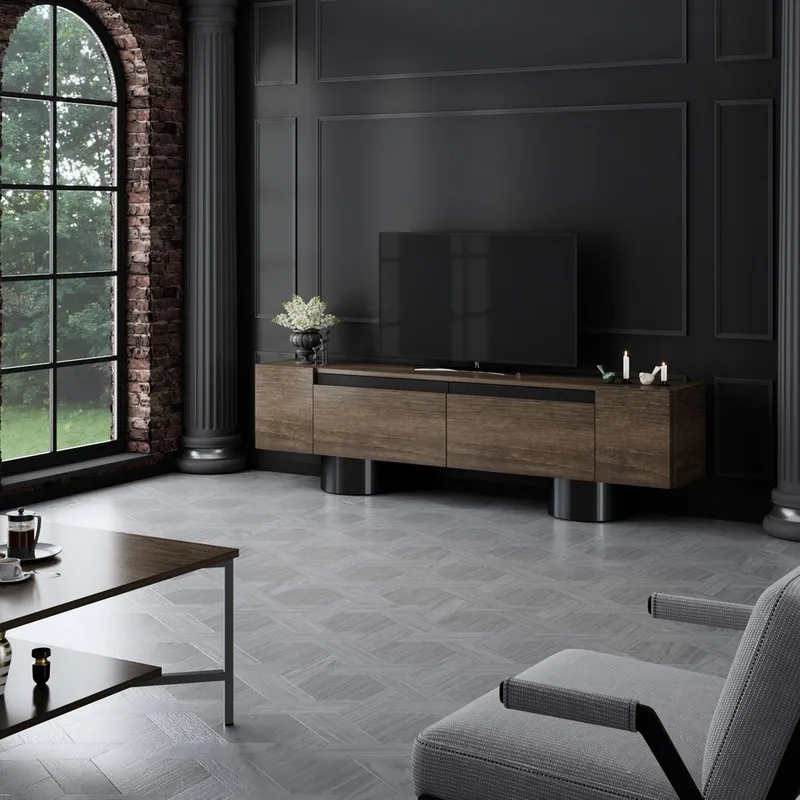 Kumail TV-bænk 180 cm - Brun/Sort - Møbler - TV borde & mediemøbler - TV-borde