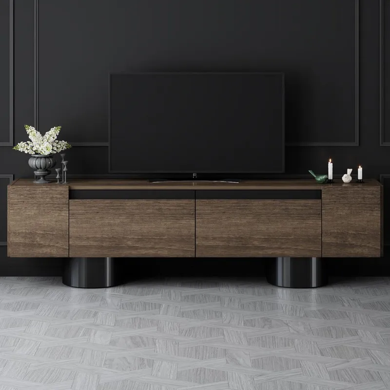 Kumail TV-bænk 180 cm - Brun/Sort - Møbler - TV borde & mediemøbler - TV-borde