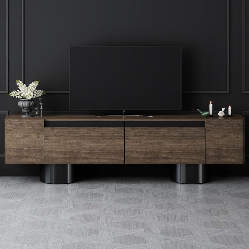 Kumail TV-bænk 180 cm - Brun/Sort - Møbler - TV borde & mediemøbler - TV-borde