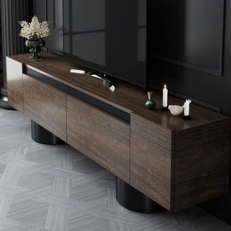 Kumail TV-bænk 180 cm - Brun/Sort - Møbler - TV borde & mediemøbler - TV-borde